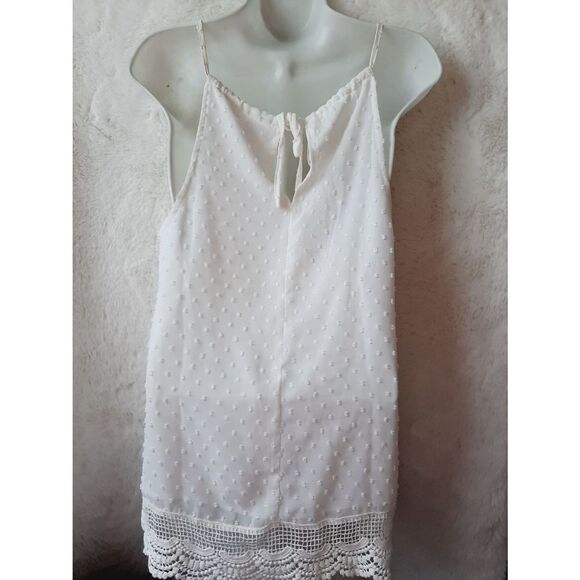 Soho NYC white sleeveless swiss dot lace medium blouse - Picture 2 of 4